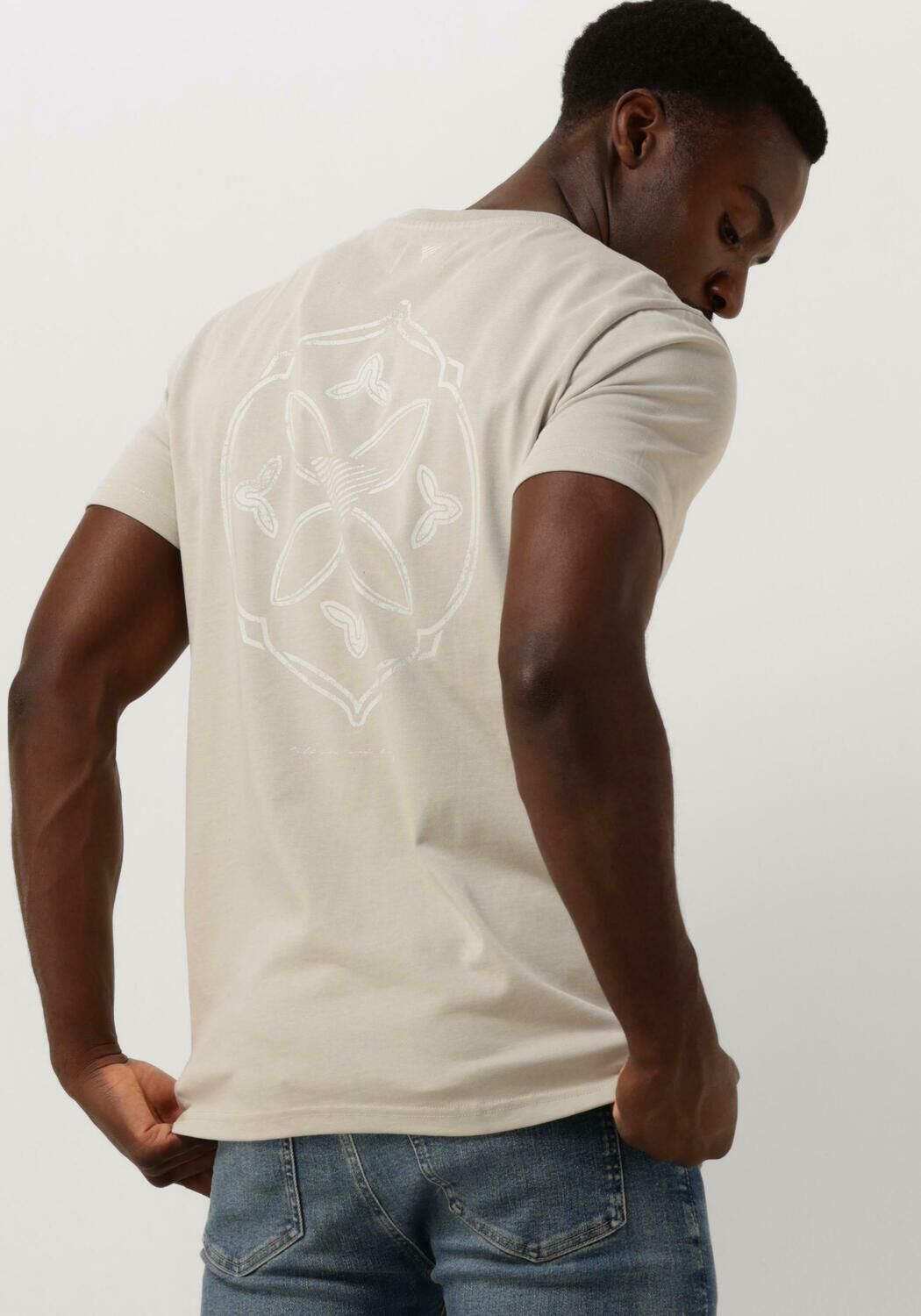 PURE PATH Heren Polo's & T-shirts Tshirt With Front And Back Print Zand