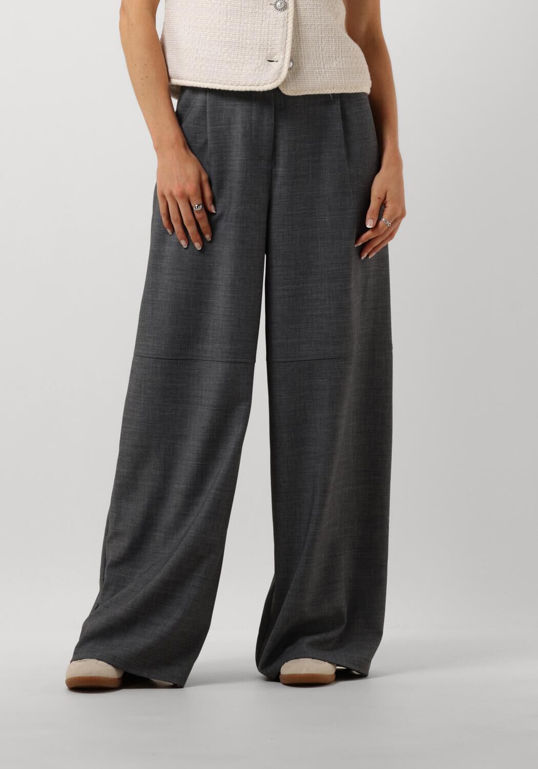 OBJECT Dames Broeken Objlesli Hw Lo Wide Pants Grijs