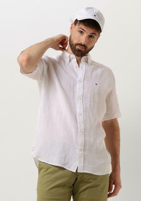 Witte TOMMY HILFIGER Casual overhemd PIGMENT DYED LINEN RF SHIRT S/S - large
