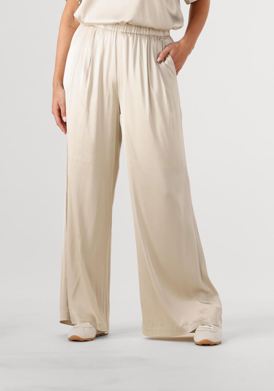 MOS MOSH Wide leg stoffen broek met platte plooien model 'RITA'