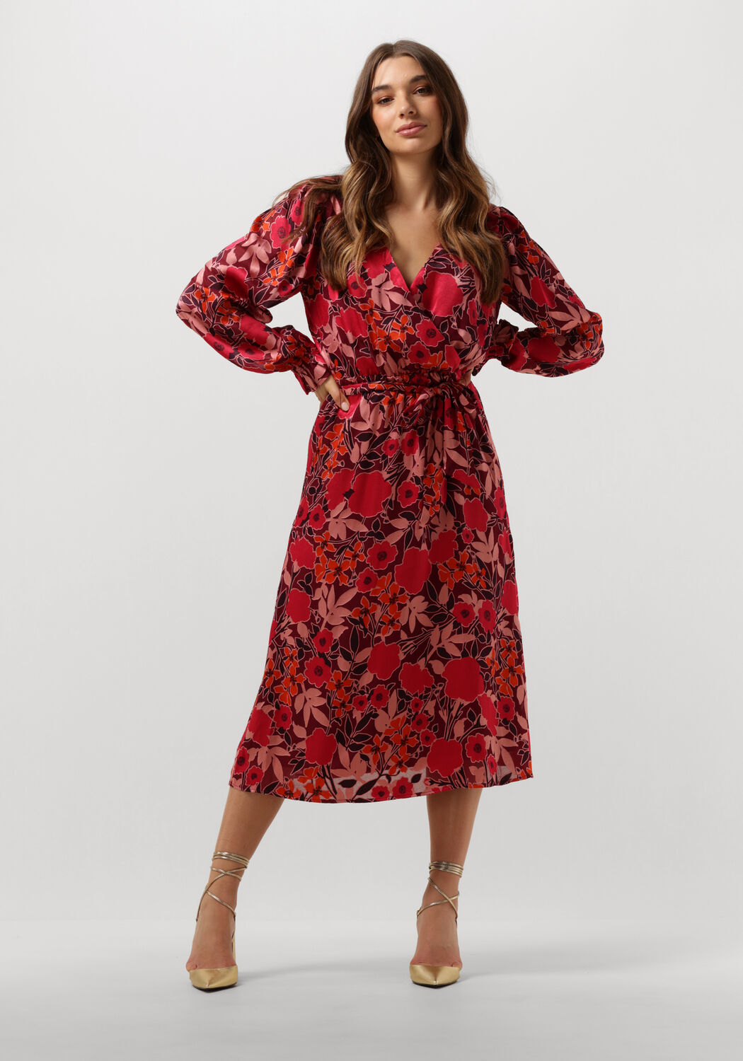 rode aaiko midi jurk lavina pes 505 dress