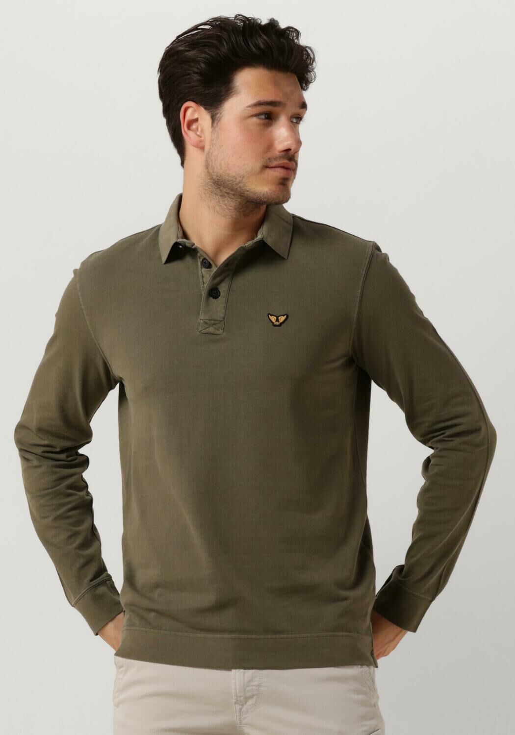 PME LEGEND Heren Polo s T shirts Long Sleeve Polo Pique Garment Dye Groen Kledingwinkel