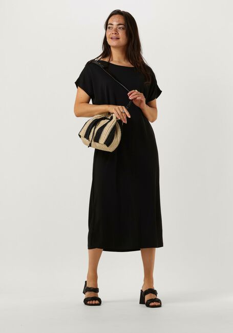 Zwarte MINUS Midi jurk OPHELIA BOAT NECK SHORT SLEEVE MIDI MODAL DRESS - large