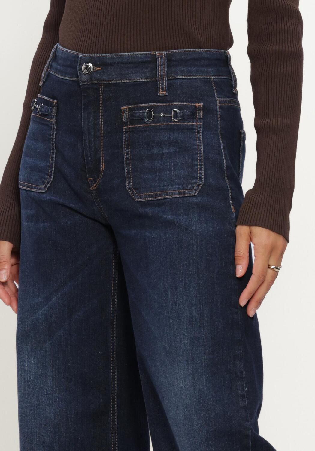Blauwe CAMBIO Jeans ADA PATCHED POCKET DARK HR STRETCH BLUE DENIM - large