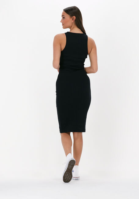 Zwarte LYLE & SCOTT Midi jurk RIBBED RACER DRESS - large