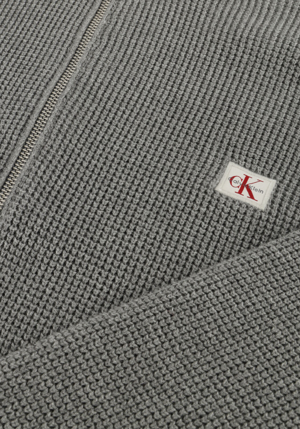 Grijze CALVIN KLEIN Trui LS EZ COTTON WAFFLE QUARTER ZIP - large