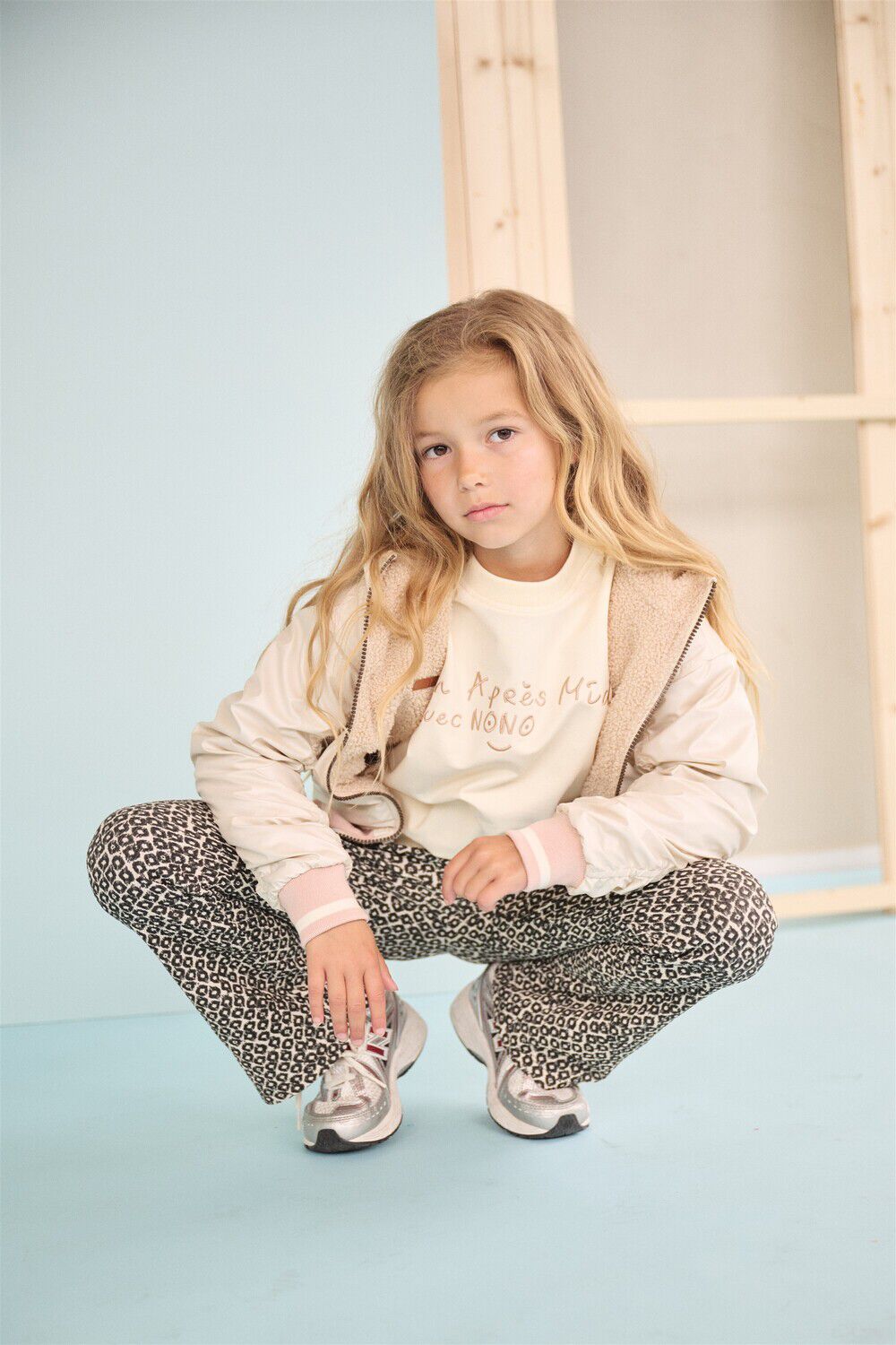 NONO Meisjes Broeken Sady Ikat Flared Pants Beige