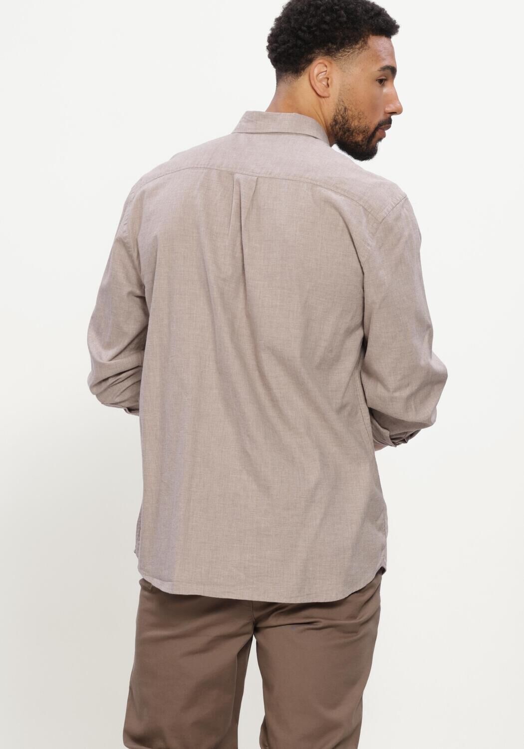 Grijze SELECTED MEN Casual overhemd SLMREGCOLE JAY MELANGE LS SHIRT NOOS - large