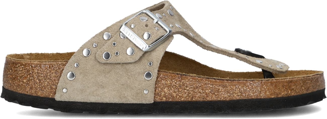Birkenstock Dames Slippers Gizeh Rivet Border - Beige