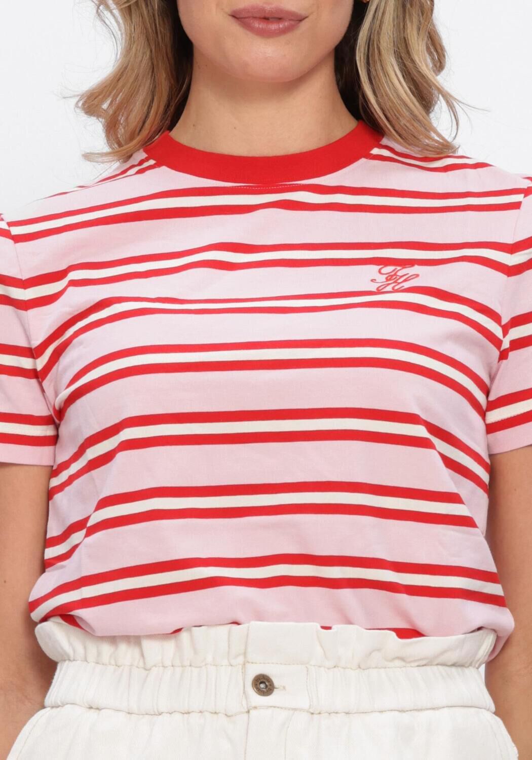 Roze TOMMY HILFIGER T-shirt TH SCRIPT REG C-NK SS TEE - large