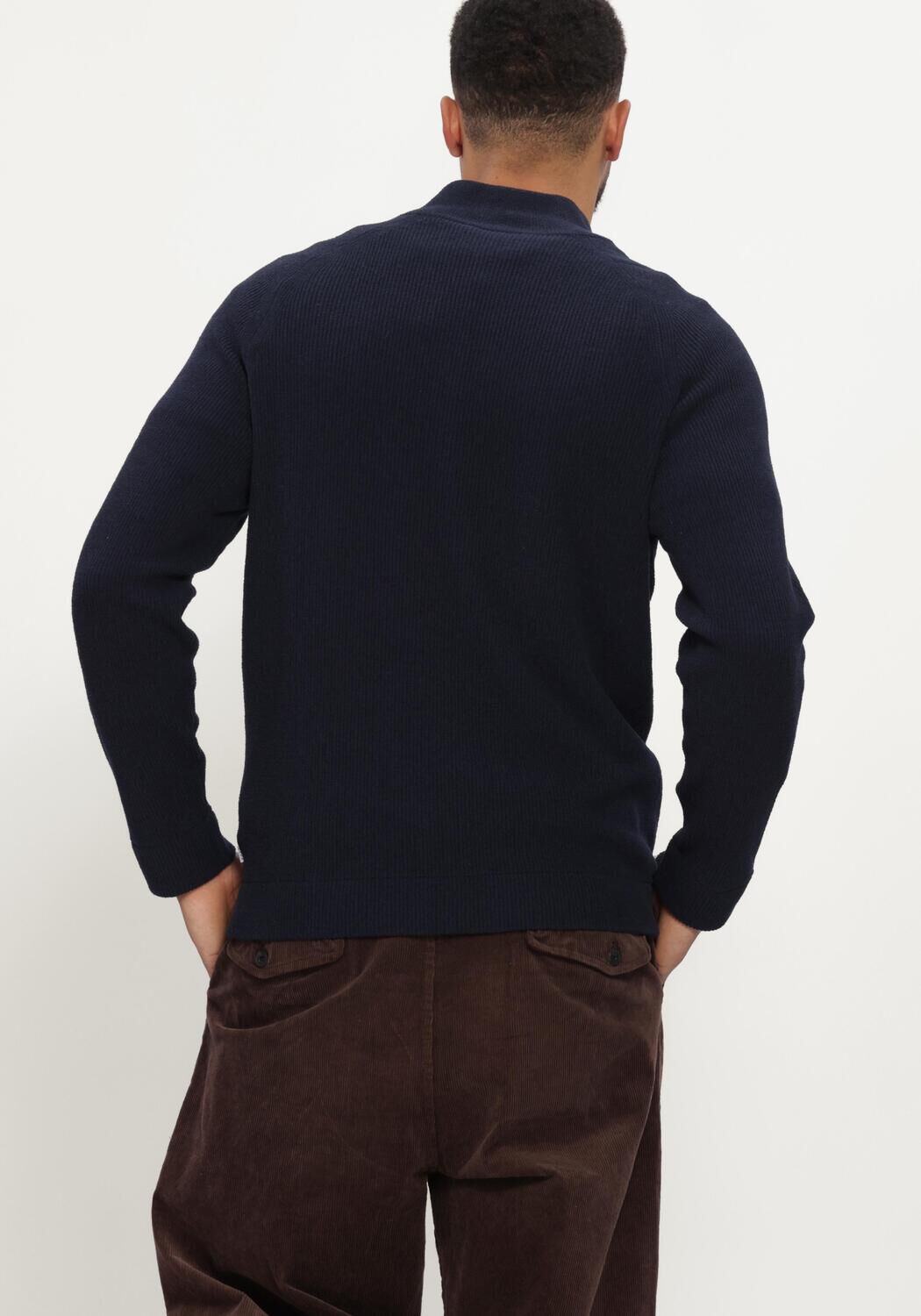 Donkerblauwe JC RAGS Trui PULLOVER HALF ZIP EMILE - large