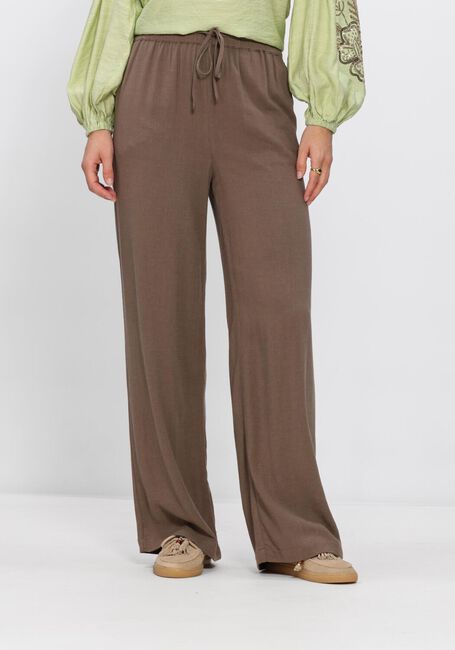 Bruine SELECTED WOMEN Wijde broek SLFVIVA-GULIA HW LONG SUN PANT - large