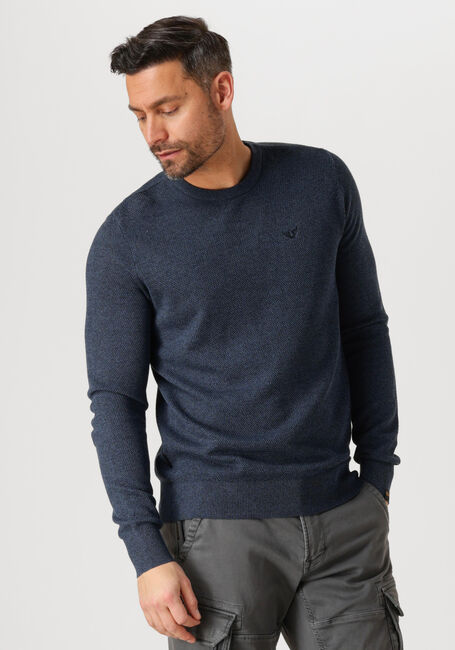 Blauwe PME LEGEND Trui R-NECK COTTON MODAL - large