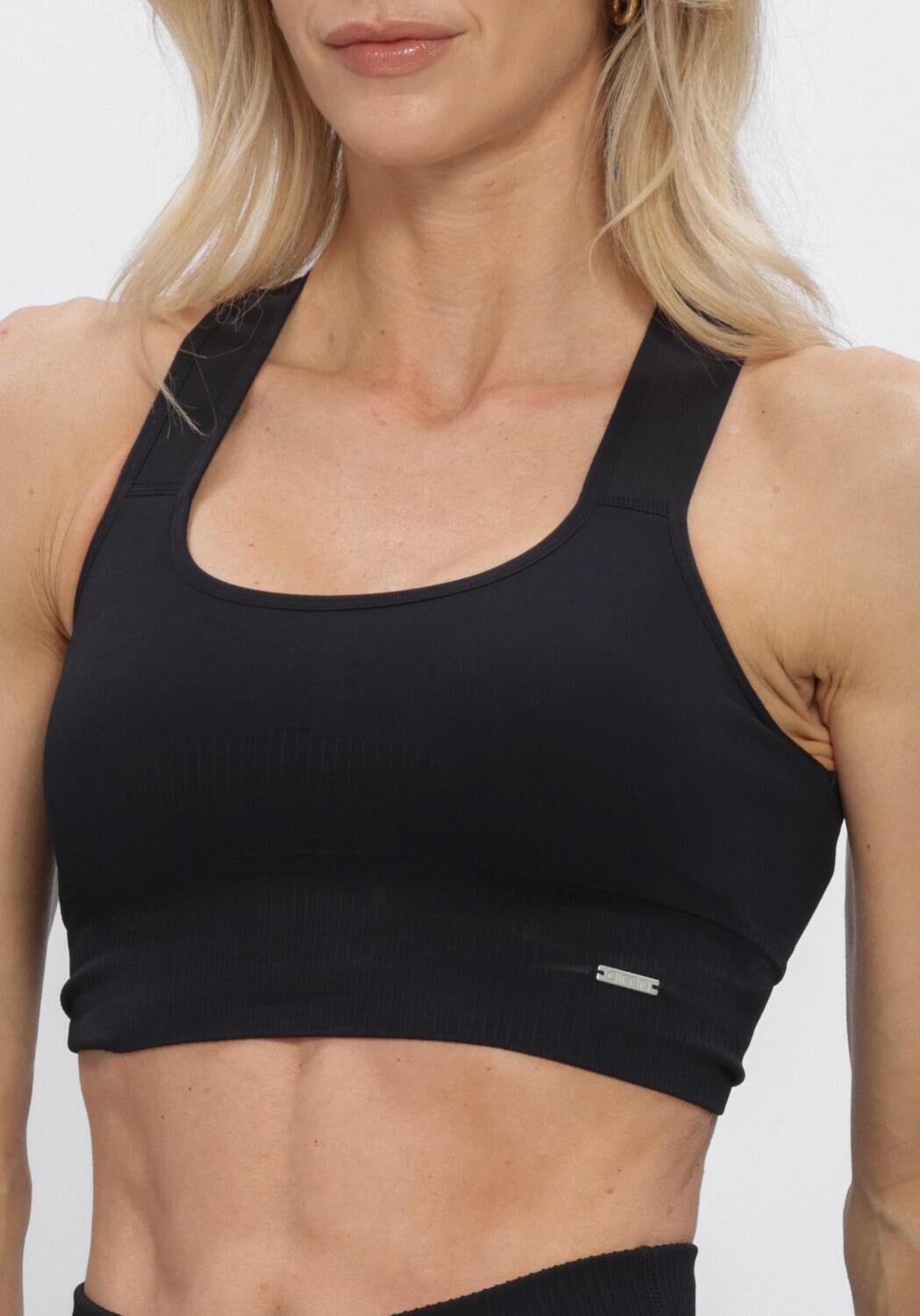 Zwarte AIM'N Top HIGH SUPPORT RIBBED BRA - large