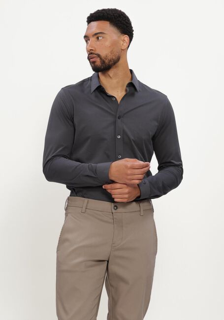 Donkergrijze CAST IRON Casual overhemd LONG SLEEVE SHIRT TECH FINE JERSEY - large