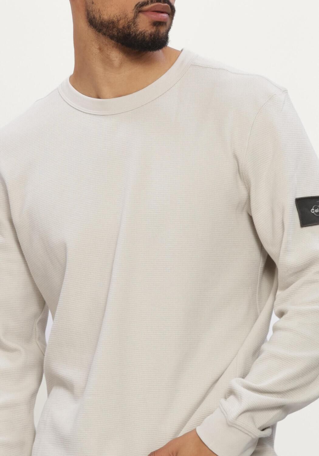 Beige CALVIN KLEIN T-shirt LS WAFFLE BADGE CREWNK TEE - large