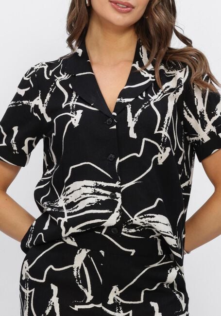Zwarte OBJECT Blouses OBJSANNE S/S SHIRT AOP - large