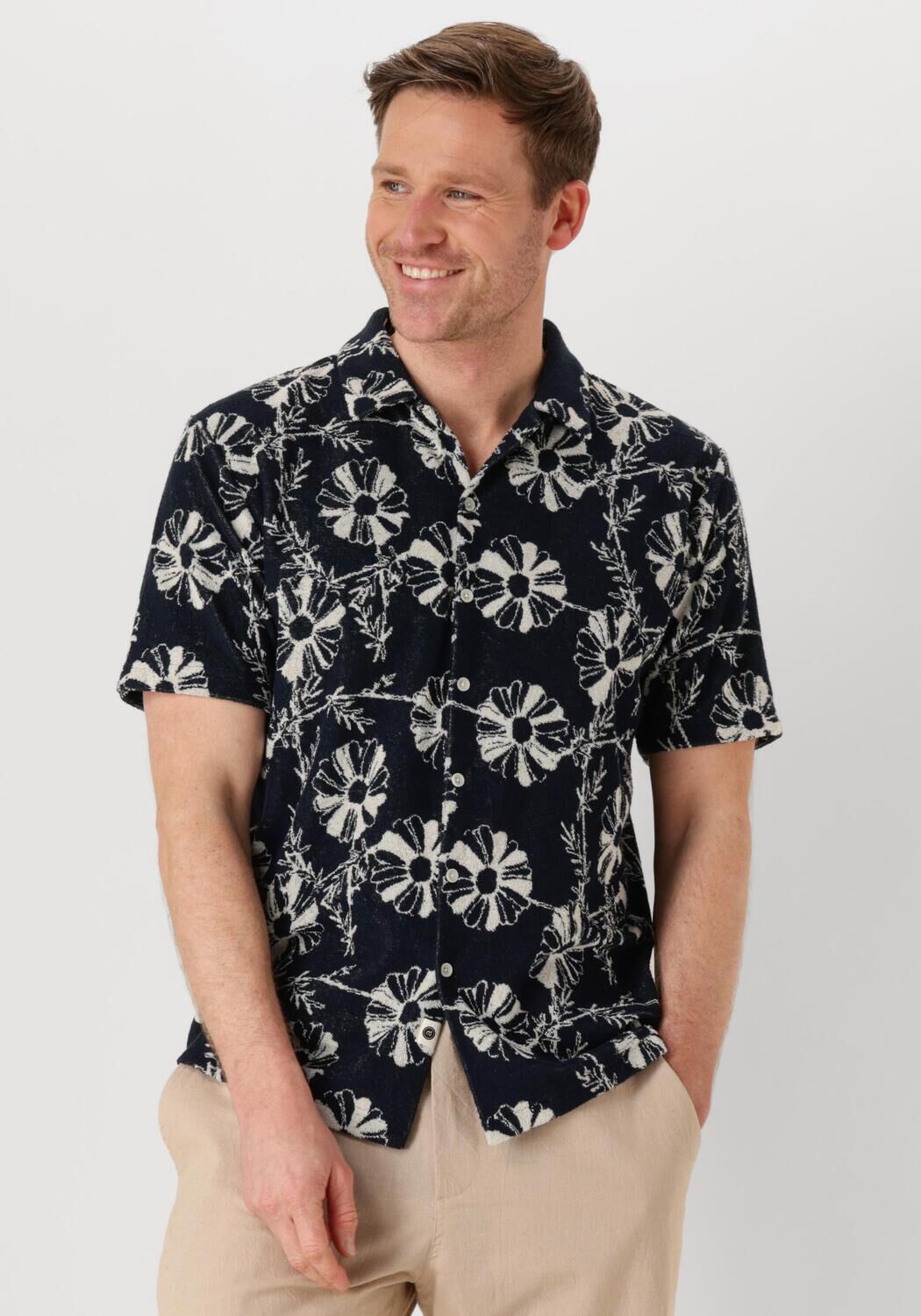 ANERKJENDT Heren Overhemden Akleo Frotte Aop Shirt Donkerblauw