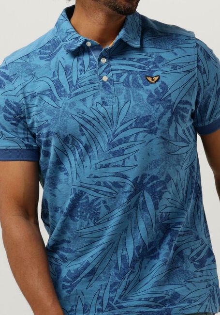 Blauwe PME LEGEND Polo SHORT SLEEVE POLO PIQUE MELANGE AOP - large