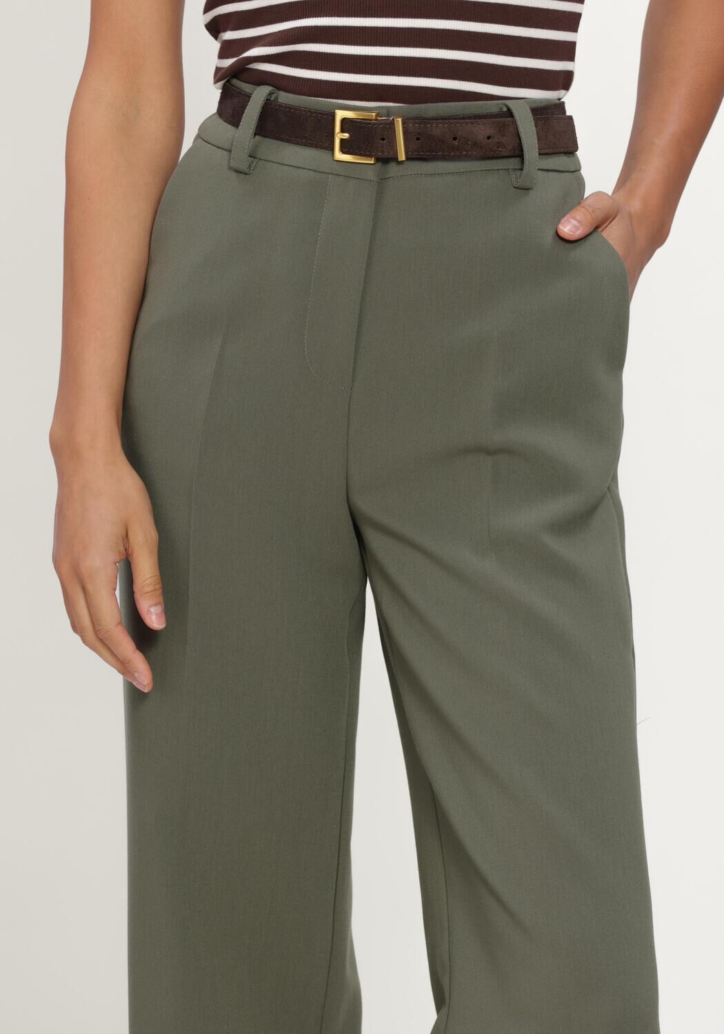 Olijf MODSTR&Ouml;M Wijde broek GALE PANTS - large
