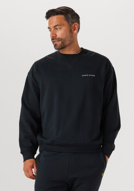 Donkerblauwe LYLE & SCOTT Sweater SCRIPT BRUSH BACK CREW NECK SWEATSHIRT - large