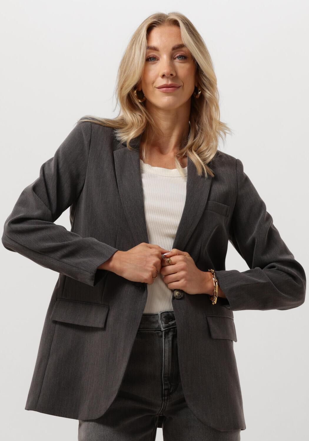 Object Grijze Blazer met Lange Mouwen Gray Dames