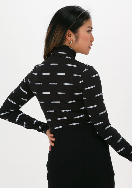 Zwarte CALVIN KLEIN Top LOGO ALL OVER PRINT LS ROLLNEC - large