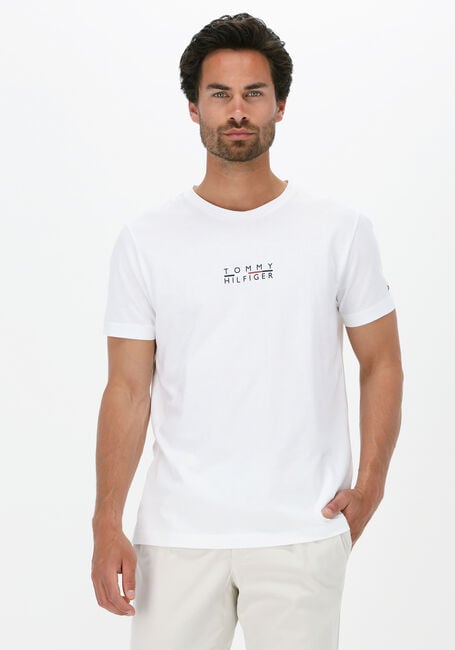 Witte TOMMY HILFIGER T-shirt SQUARE LOGO TEE - large