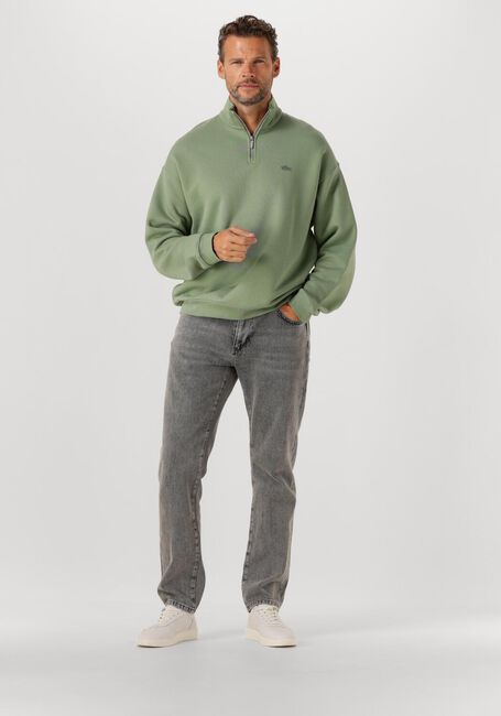 Groene LACOSTE Sweater LOOSE FIT ZIP NECK FLEECE SWEATSHIRT - large
