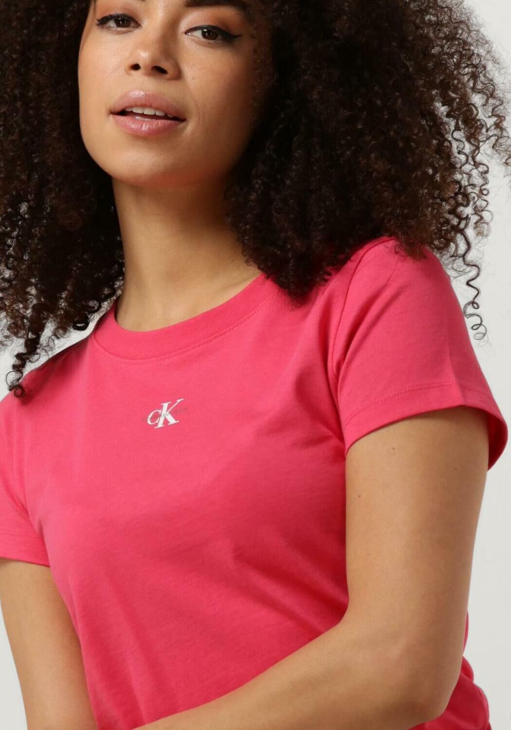 roze calvin klein t shirt micro monologo slim fit tee