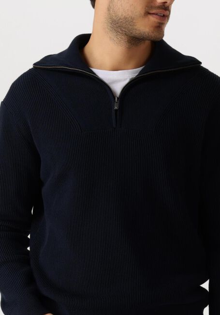 Donkerblauwe PURE PATH Trui LOOSE FIT KNITWEAR HALFZIP818 - large