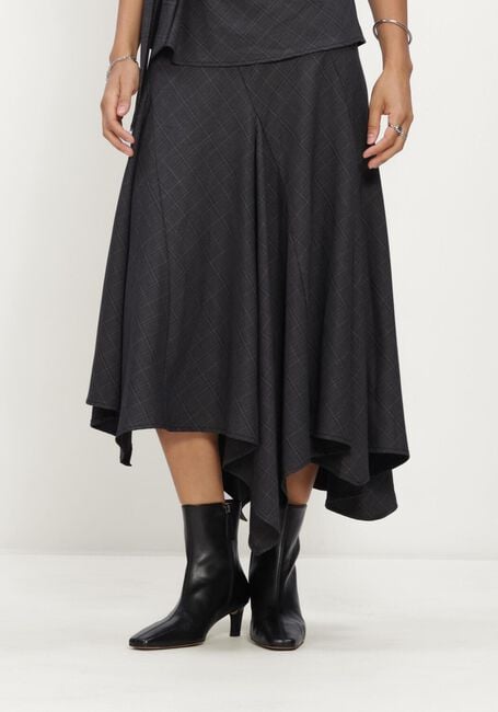 Donkergrijze CO'COUTURE Midirok ELORACC CHECK ASYM SKIRT - large