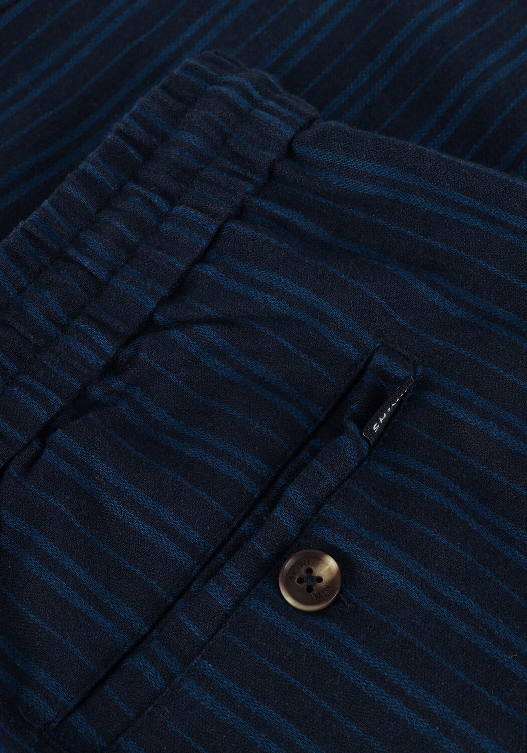 Donkerblauwe SHIWI Korte broek MEN LEWIS LINEN SHORTS YAM DYE STRIPES - large