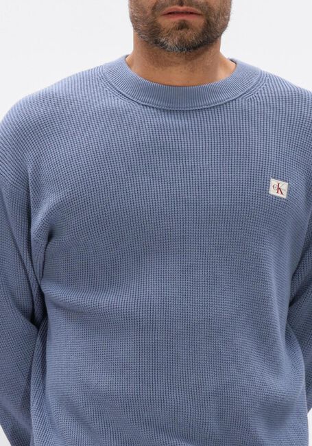 Blauwe CALVIN KLEIN Trui LS EZ COTTON WAFFLE CREWNK SWTR 9 - large