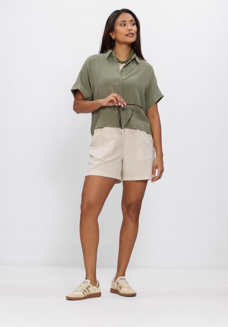 Beige SELECTED WOMEN Korte broek SLFLUISA-LINNIE LINEN BLEND SHORT - large