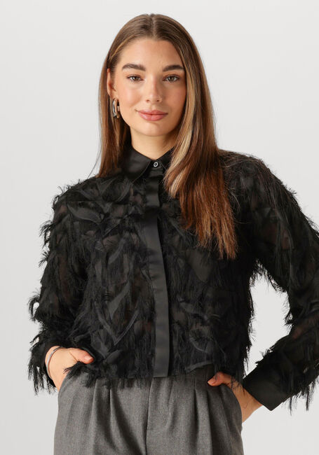 Zwarte SELECTED FEMME Blouses SLFMYLINE LS FLUFFY CROPPED SHIRT - large