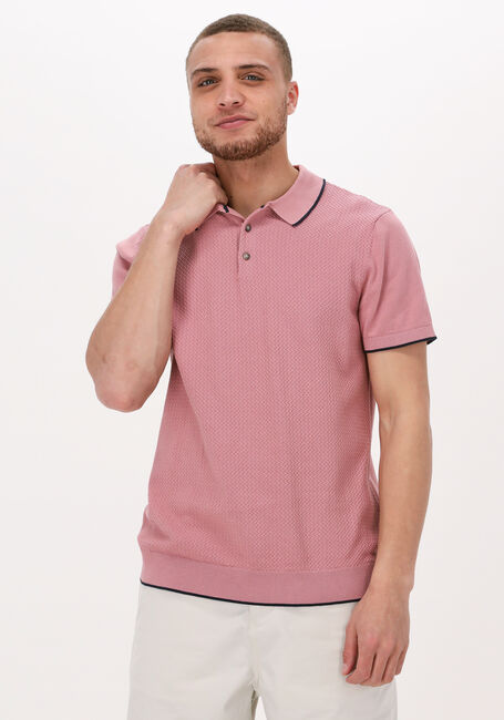 Roze SELECTED MEN Polo SLHHANK SS KNIT BUTTON POLO - large