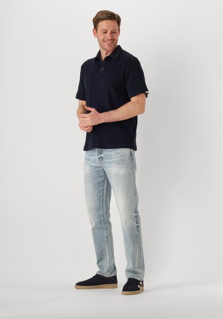 Donkerblauwe ANERKJENDT Polo AKKIKI WAFFLE POLO TEE - large
