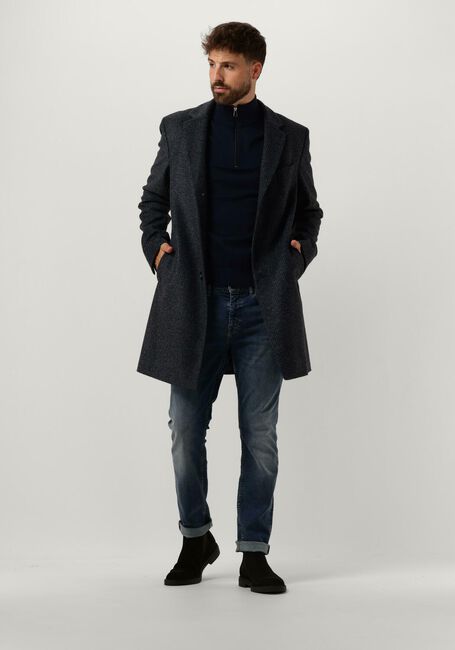 Donkerblauwe PS PAUL SMITH Trui MENS SWEATER ZIP NECK ZEB BAD - large