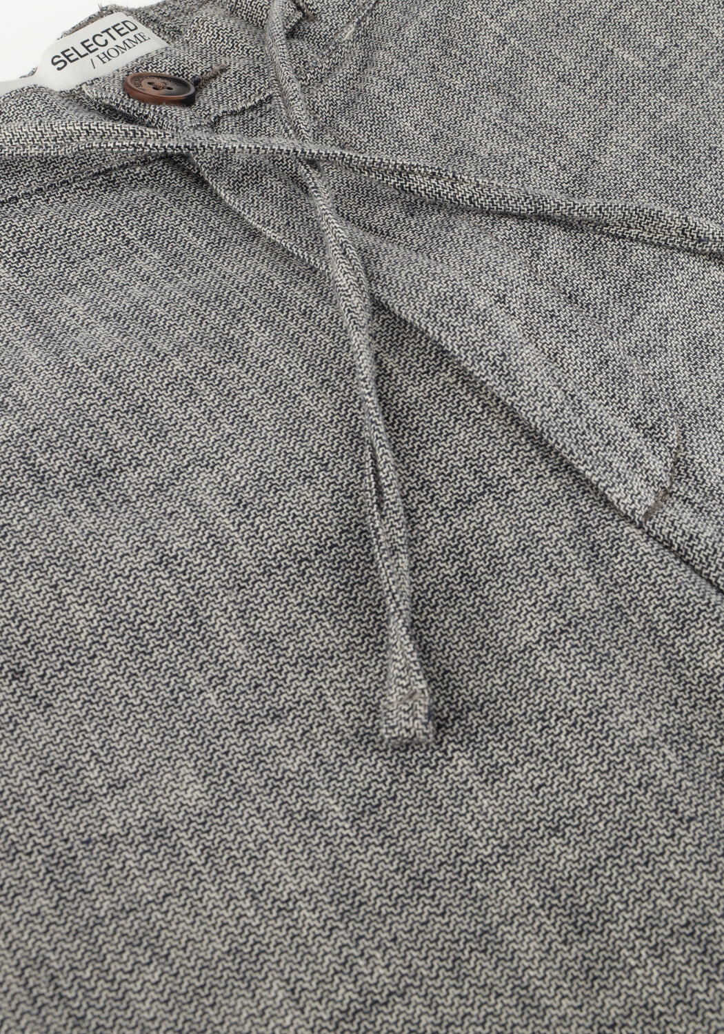 Donkerblauwe SELECTED MEN Korte broek SLHCOMFORT-BRODY LINEN SHORTS - large