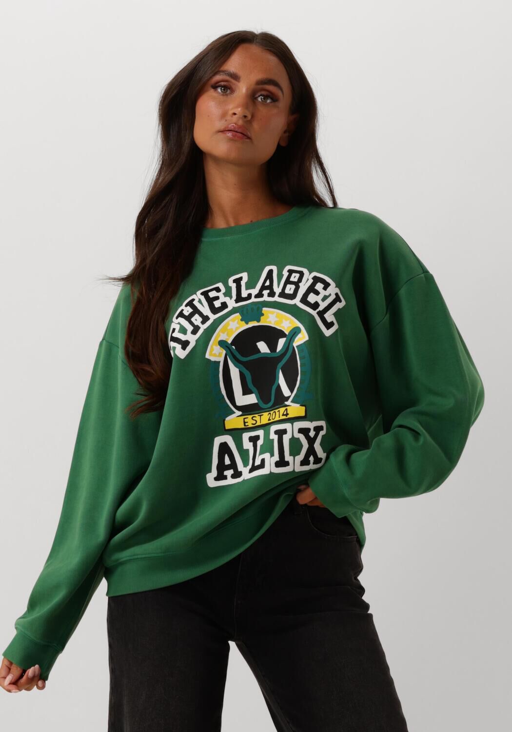 ALIX THE LABEL Dames Truien & Vesten Ladies Knitted Vintage Sweater Groen