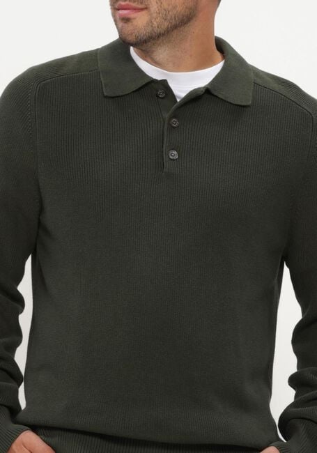 Donkergroene JC RAGS Trui POLO LONG SLEEVE EWALD - large