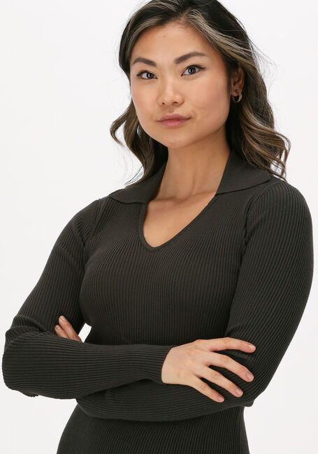 Donkergroene MSCH COPENHAGEN Midi jurk AGGIE HARIKE V NECK DRESS - large