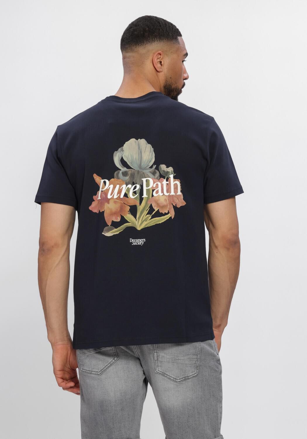 Donkerblauwe PURE PATH T-shirt TRIO OF FLOWERS T-SHIRT - large