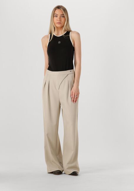 Beige NEO NOIR Wijde broek ZALKA EYELET PANTS - large
