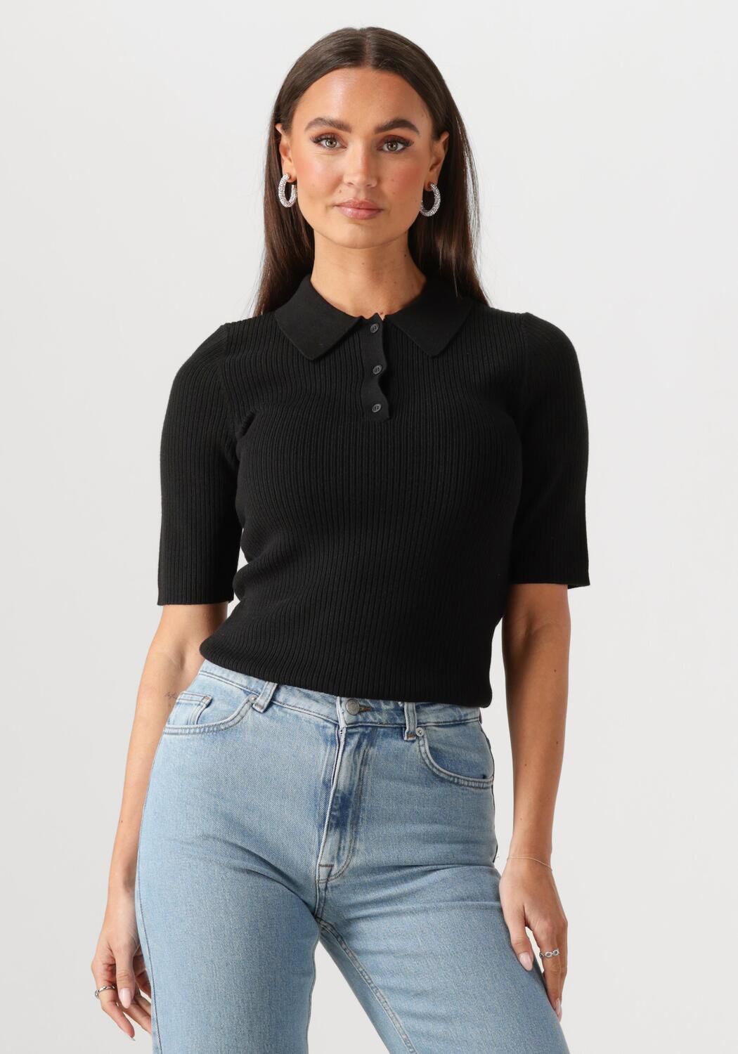 SELECTED FEMME Dames Tops & T-shirts Slfhelen 2 4 Knit Collar Zwart