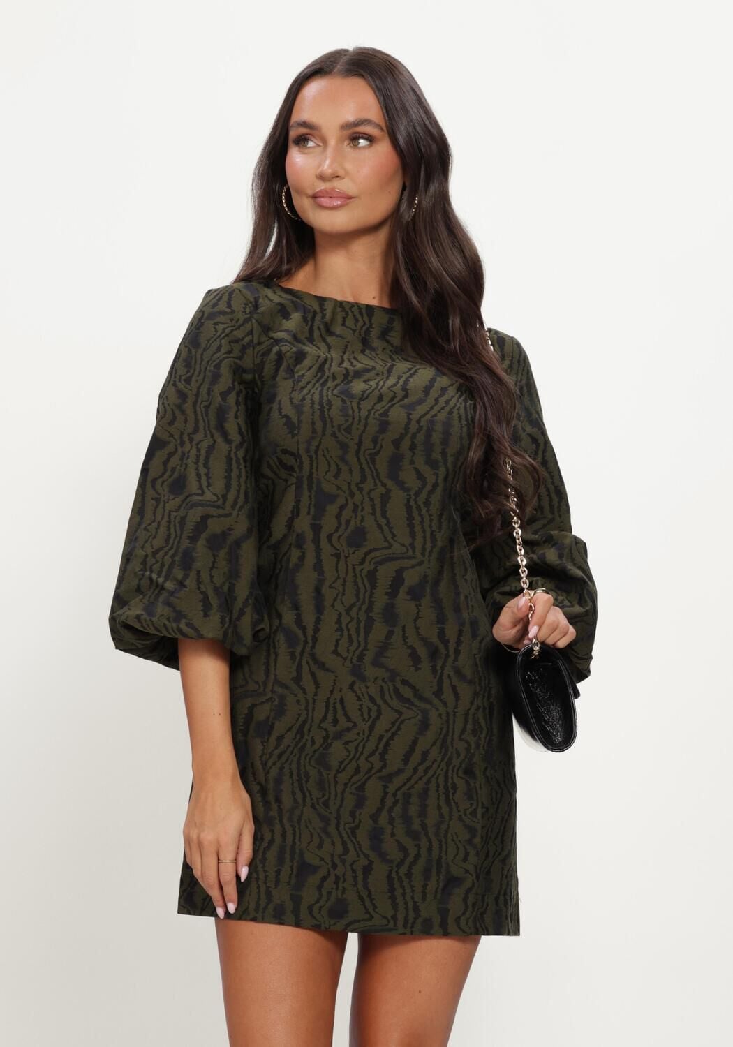 Groene Y.A.S. Mini jurk YASOLIVINE 3/4 DRESS - large