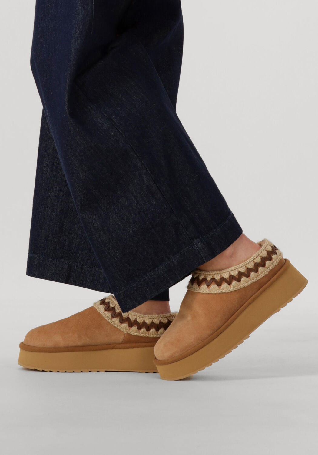 Beige MOU Pantoffels PLATFORM CLOG SUEDE LEATHER ST - large