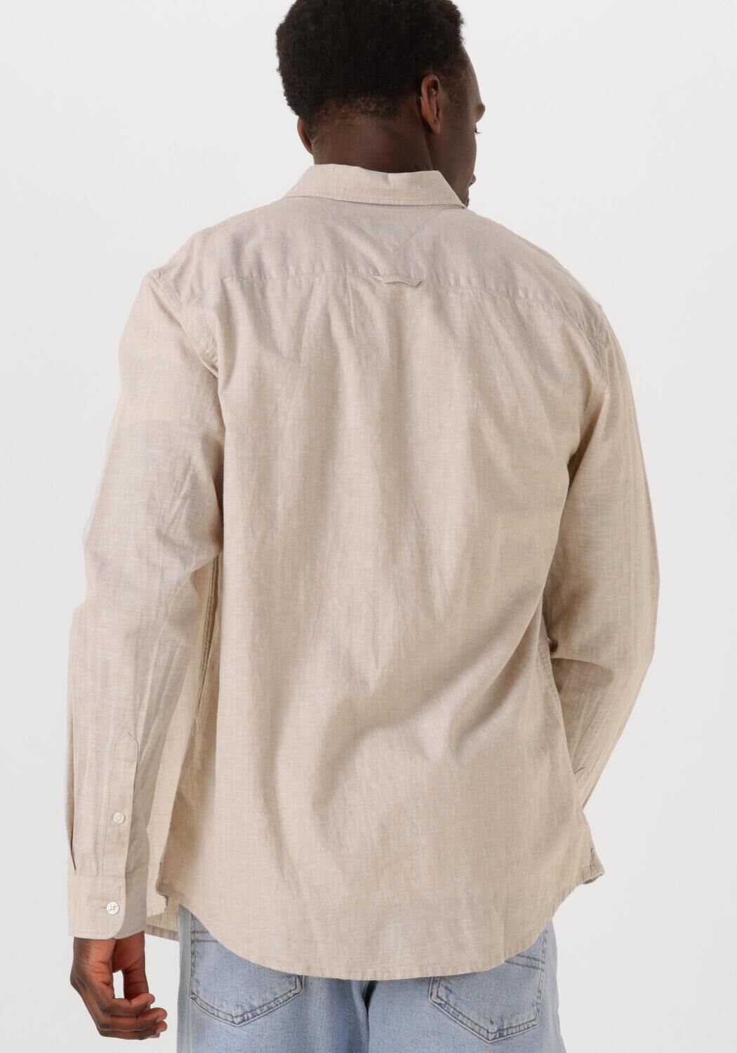TOMMY JEANS Heren Overhemden Tjm Reg Linen Blend Ls Shirt Ext Beige