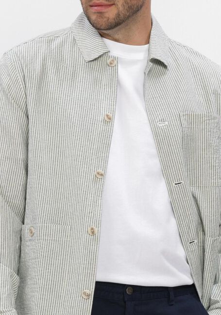 Groene ANERKJENDT Overshirts AKODIN STRIPE OVERSHIRT - large